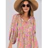 imageANRABESS Womens Boho Maxi Dresses 2026 Summer V Neck Puff Sleeve Floral Flowy Swing Fall Casual Long DressGreygreen Pink Floral