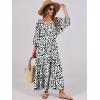 imageANRABESS Womens Boho Maxi Dresses 2026 Summer V Neck Puff Sleeve Floral Flowy Swing Fall Casual Long DressLeopard Print