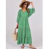 imageANRABESS Womens Boho Maxi Dresses 2026 Summer V Neck Puff Sleeve Floral Flowy Swing Fall Casual Long DressLight Green