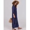 imageANRABESS Womens Boho Maxi Dresses 2026 Summer V Neck Puff Sleeve Floral Flowy Swing Fall Casual Long DressNavy Blue