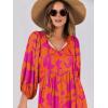 imageANRABESS Womens Boho Maxi Dresses 2026 Summer V Neck Puff Sleeve Floral Flowy Swing Fall Casual Long DressOrange Rose Floral