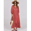 imageANRABESS Womens Boho Maxi Dresses 2026 Summer V Neck Puff Sleeve Floral Flowy Swing Fall Casual Long DressPink