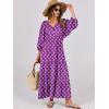 imageANRABESS Womens Boho Maxi Dresses 2026 Summer V Neck Puff Sleeve Floral Flowy Swing Fall Casual Long DressPurple
