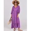 imageANRABESS Womens Boho Maxi Dresses 2026 Summer V Neck Puff Sleeve Floral Flowy Swing Fall Casual Long DressPurple