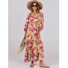 imageANRABESS Womens Boho Maxi Dresses 2026 Summer V Neck Puff Sleeve Floral Flowy Swing Fall Casual Long DressPurple Orange Floral