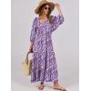 imageANRABESS Womens Boho Maxi Dresses 2026 Summer V Neck Puff Sleeve Floral Flowy Swing Fall Casual Long DressPurple Pink Floral