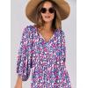 imageANRABESS Womens Boho Maxi Dresses 2026 Summer V Neck Puff Sleeve Floral Flowy Swing Fall Casual Long DressPurple Pink Floral