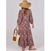 imageANRABESS Womens Boho Maxi Dresses 2026 Summer V Neck Puff Sleeve Floral Flowy Swing Fall Casual Long DressRed