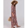 imageANRABESS Womens Boho Maxi Dresses 2026 Summer V Neck Puff Sleeve Floral Flowy Swing Fall Casual Long DressRed