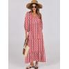 imageANRABESS Womens Boho Maxi Dresses 2026 Summer V Neck Puff Sleeve Floral Flowy Swing Fall Casual Long DressRed Floral