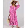imageANRABESS Womens Boho Maxi Dresses 2026 Summer V Neck Puff Sleeve Floral Flowy Swing Fall Casual Long DressRose Red Floral
