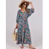 imageANRABESS Womens Boho Maxi Dresses 2026 Summer V Neck Puff Sleeve Floral Flowy Swing Fall Casual Long DressTeal Red Floral