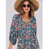 imageANRABESS Womens Boho Maxi Dresses 2026 Summer V Neck Puff Sleeve Floral Flowy Swing Fall Casual Long DressTeal Red Floral