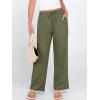 imageANRABESS Womens Casual Pants Summer High Waist Drawstring Loose Fit 2026 Beach Lightweight Comfy Lounge Trousers with Pockets Army Green Large