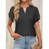 imageANRABESS Womens Dressy Chiffon Blouses V Neck Petal Short Sleeve Shirts 2026 Summer Casual Business Office Work TopsBlack