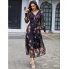imageANRABESS Womens Floral Long Sleeve Maxi Dress V Neck Chiffon Flowy Boho ALine 2026 Spring Wedding Guest Party Wrap DressesBrown Floral Golden