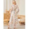 imageANRABESS Womens Floral Long Sleeve Maxi Dress V Neck Chiffon Flowy Boho ALine 2026 Spring Wedding Guest Party Wrap DressesFloral Beige