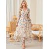imageANRABESS Womens Floral Long Sleeve Maxi Dress V Neck Chiffon Flowy Boho ALine 2026 Spring Wedding Guest Party Wrap DressesFloral Beige