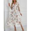 imageANRABESS Womens Floral Long Sleeve Maxi Dress V Neck Chiffon Flowy Boho ALine 2026 Spring Wedding Guest Party Wrap DressesFloral White