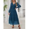 imageANRABESS Womens Floral Long Sleeve Maxi Dress V Neck Chiffon Flowy Boho ALine 2026 Spring Wedding Guest Party Wrap DressesTeal