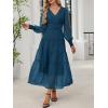 imageANRABESS Womens Floral Long Sleeve Maxi Dress V Neck Chiffon Flowy Boho ALine 2026 Spring Wedding Guest Party Wrap DressesTeal