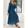 imageANRABESS Womens Floral Long Sleeve Maxi Dress V Neck Chiffon Flowy Boho ALine 2026 Spring Wedding Guest Party Wrap DressesTeal