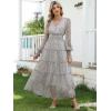 imageANRABESS Womens Floral Long Sleeve Maxi Dress V Neck Chiffon Flowy Boho ALine 2026 Spring Wedding Guest Party Wrap DressesWhite Dot