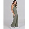 imageANRABESS Womens Jumpsuits 2026 Spring Fall Thick Casual Romper Sleeveless Wide Leg Pants One Piece Outfits Vacation ClothesArmy Green