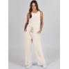 imageANRABESS Womens Jumpsuits 2026 Spring Fall Thick Casual Romper Sleeveless Wide Leg Pants One Piece Outfits Vacation ClothesBeige