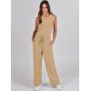 imageANRABESS Womens Jumpsuits 2026 Spring Fall Thick Casual Romper Sleeveless Wide Leg Pants One Piece Outfits Vacation ClothesKhaki
