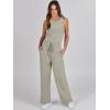 imageANRABESS Womens Jumpsuits 2026 Spring Fall Thick Casual Romper Sleeveless Wide Leg Pants One Piece Outfits Vacation ClothesLight Khaki