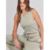 imageANRABESS Womens Jumpsuits 2026 Spring Fall Thick Casual Romper Sleeveless Wide Leg Pants One Piece Outfits Vacation ClothesLight Khaki