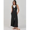 imageANRABESS Womens Jumpsuits Summer Linen Wide Leg Sleeveless V Neck Casual Dressy Rompers Pants 2026 Spring Vacation OutfitsBlack