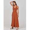 imageANRABESS Womens Jumpsuits Summer Linen Wide Leg Sleeveless V Neck Casual Dressy Rompers Pants 2026 Spring Vacation OutfitsBrick Red