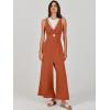 imageANRABESS Womens Jumpsuits Summer Linen Wide Leg Sleeveless V Neck Casual Dressy Rompers Pants 2026 Spring Vacation OutfitsBrick Red