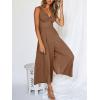 imageANRABESS Womens Jumpsuits Summer Linen Wide Leg Sleeveless V Neck Casual Dressy Rompers Pants 2026 Spring Vacation OutfitsBrown
