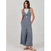 imageANRABESS Womens Jumpsuits Summer Linen Wide Leg Sleeveless V Neck Casual Dressy Rompers Pants 2026 Spring Vacation OutfitsDark Grey