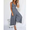 imageANRABESS Womens Jumpsuits Summer Linen Wide Leg Sleeveless V Neck Casual Dressy Rompers Pants 2026 Spring Vacation OutfitsDark Grey