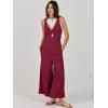 imageANRABESS Womens Jumpsuits Summer Linen Wide Leg Sleeveless V Neck Casual Dressy Rompers Pants 2026 Spring Vacation OutfitsFuchsia