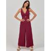 imageANRABESS Womens Jumpsuits Summer Linen Wide Leg Sleeveless V Neck Casual Dressy Rompers Pants 2026 Spring Vacation OutfitsFuchsia