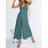 imageANRABESS Womens Jumpsuits Summer Linen Wide Leg Sleeveless V Neck Casual Dressy Rompers Pants 2026 Spring Vacation OutfitsLake Blue