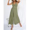 imageANRABESS Womens Jumpsuits Summer Linen Wide Leg Sleeveless V Neck Casual Dressy Rompers Pants 2026 Spring Vacation OutfitsOlive