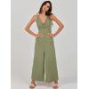 imageANRABESS Womens Jumpsuits Summer Linen Wide Leg Sleeveless V Neck Casual Dressy Rompers Pants 2026 Spring Vacation OutfitsOlive