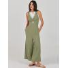 imageANRABESS Womens Jumpsuits Summer Linen Wide Leg Sleeveless V Neck Casual Dressy Rompers Pants 2026 Spring Vacation OutfitsOlive