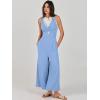 imageANRABESS Womens Jumpsuits Summer Linen Wide Leg Sleeveless V Neck Casual Dressy Rompers Pants 2026 Spring Vacation OutfitsSky Blue