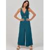 imageANRABESS Womens Jumpsuits Summer Linen Wide Leg Sleeveless V Neck Casual Dressy Rompers Pants 2026 Spring Vacation OutfitsTeal