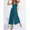 imageANRABESS Womens Jumpsuits Summer Linen Wide Leg Sleeveless V Neck Casual Dressy Rompers Pants 2026 Spring Vacation OutfitsTeal