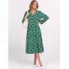 imageANRABESS Womens Long Lantern Sleeve Floral Midi Dresses 2026 Spring V Neck Casual Flowy Aline Tiered Boho Vacation DressFloral White Green