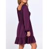 imageANRABESS Womens Long Lantern Sleeve Square Neck Dress Smocked Tiered High Waist Ruffle Flowy Swing 2026 Spring Short DressesDeep Purple