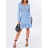 imageANRABESS Womens Long Lantern Sleeve Square Neck Dress Smocked Tiered High Waist Ruffle Flowy Swing 2026 Spring Short DressesFloral Blue